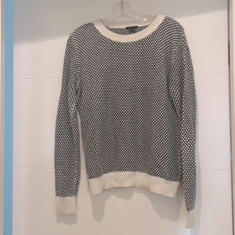 Theory Navy and White Sweater